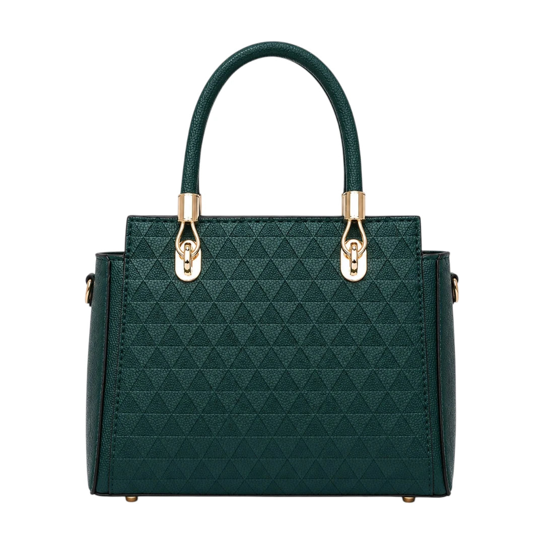 Bebak Elegant Green Textured Leather Handbag with Charm Pendant