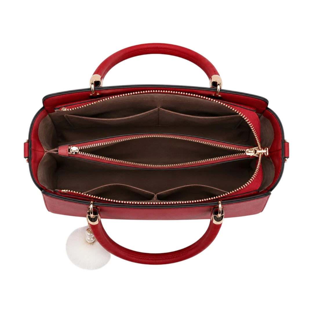 Bebak Elegant Red Leather Classic Fashion Handbag for Female