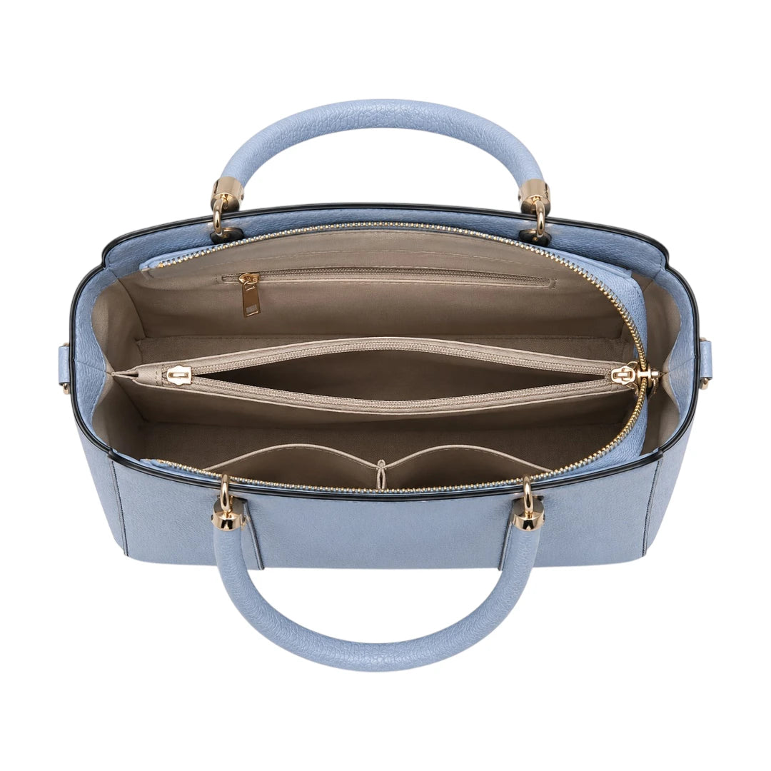 Bebak Elegant Sky Blue Leather Everyday Handbag for Women